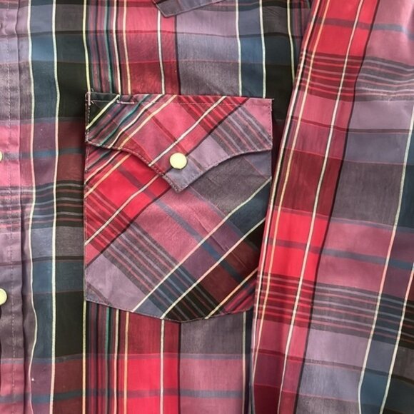 Men s size medium vintage Western Craft Pearl snap button down long sleeve - Picture 4 of 10